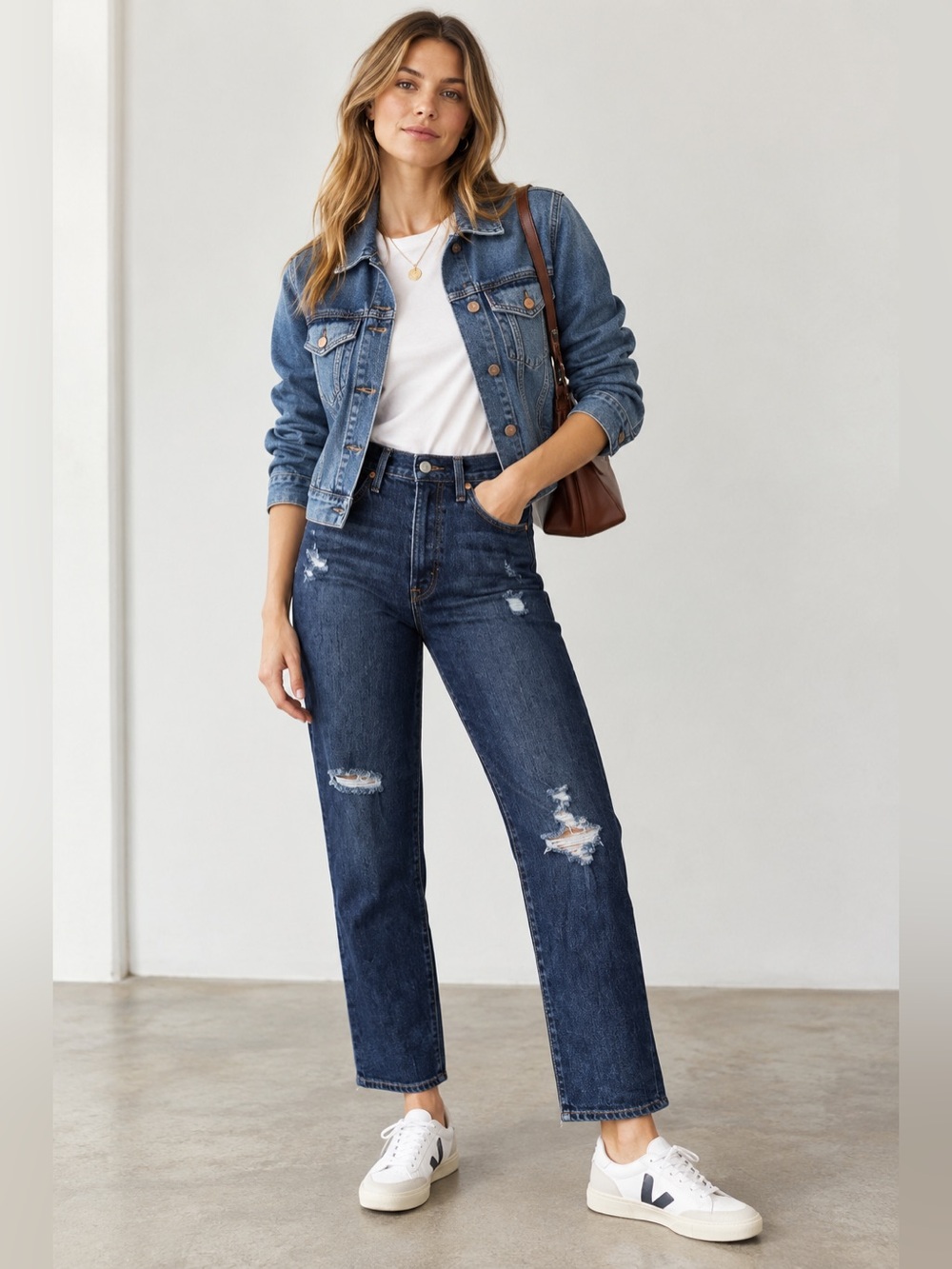 Levi’s Ribcage Straight Ankle Jeans 24 Dark Wash Distressed High Rise